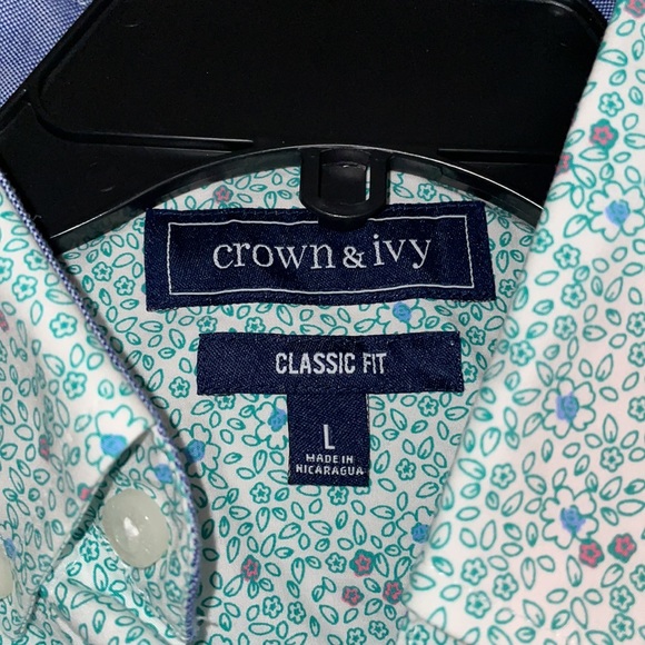 Crown and Ivy Mens L button down floral print - Picture 2 of 3
